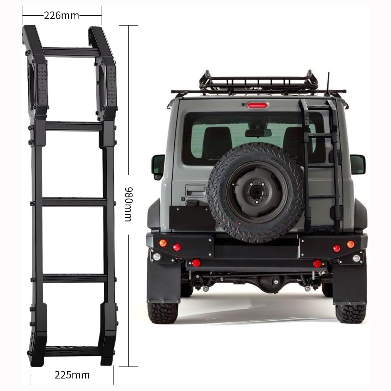 Archaic Heckklappenleiter für Suzuki Jimny Sierra JB64 JB74 2018–2024, Heckleiter, Geländeleiter für Jimny gl,Leichte Leiter aus Aluminiumlegierung, Heckleiter der Search-Serie
