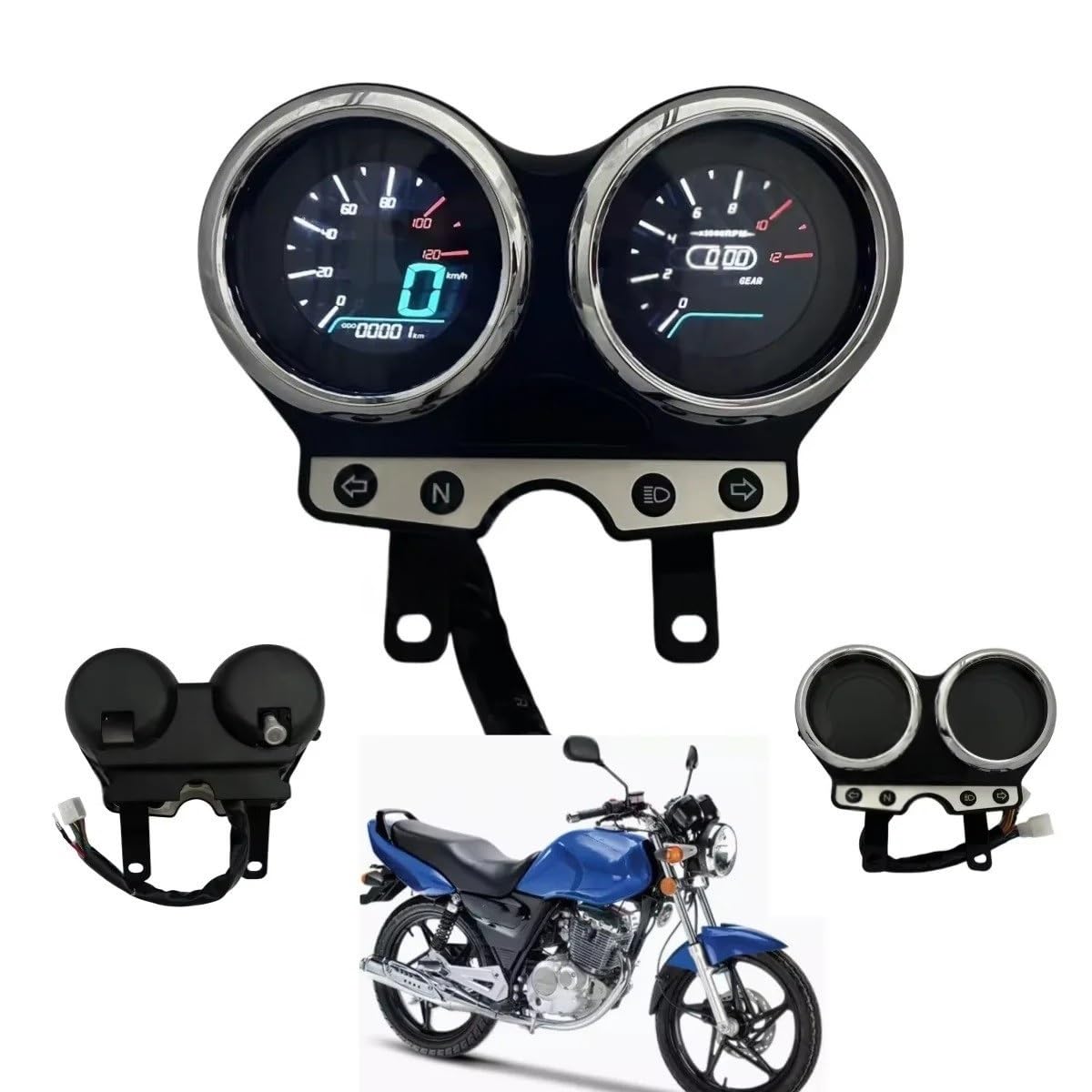 Contachilometri Moto LED Tachimetro Tester Contagiri Gruppo Nero Per Sì 125 GT125 EN125 EN150 EN 150