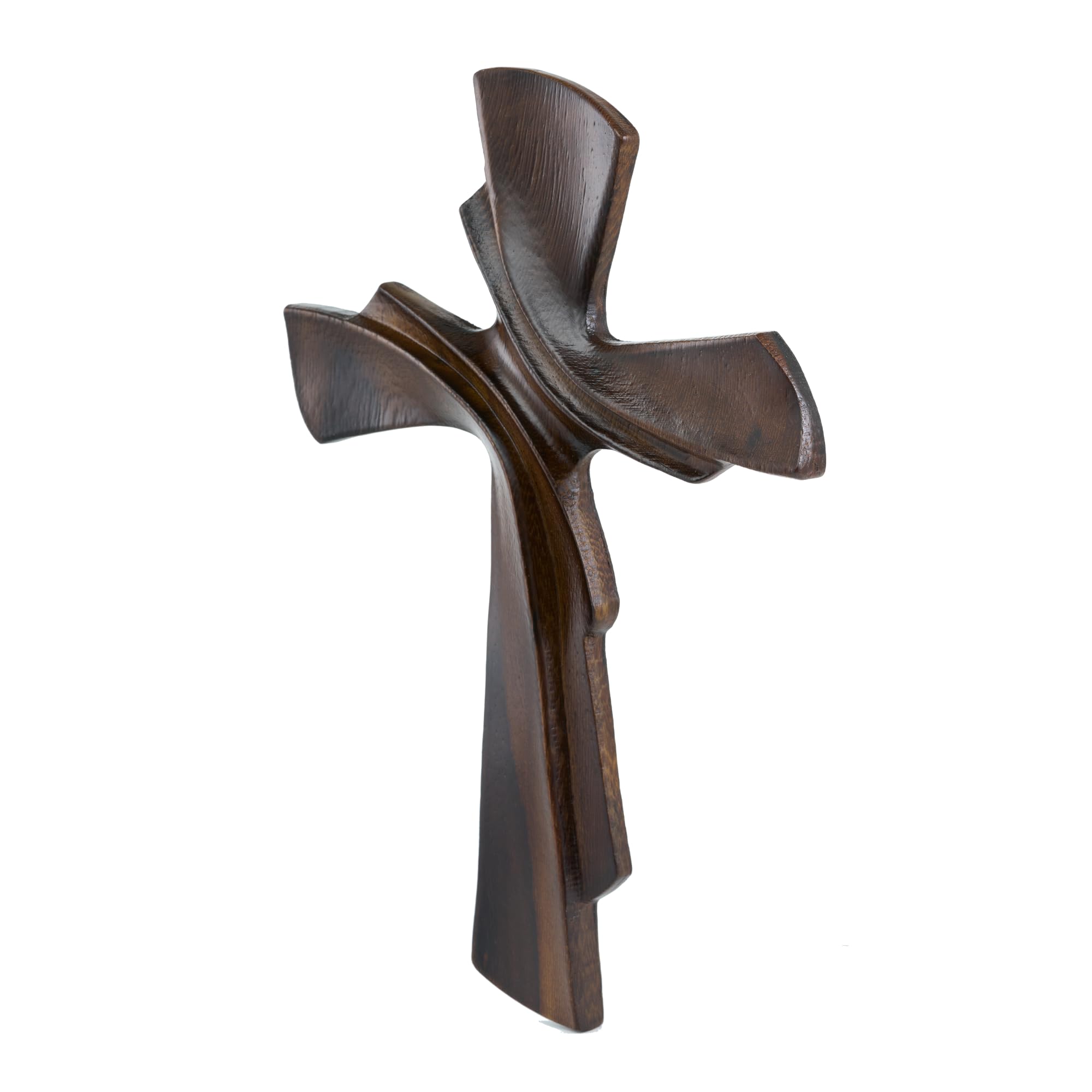 DAICAT - Hand-carved Cross,Wooden Cross for Wall Decor 9.8 In Rustic Crucifix Gift for Mom Wall Crosses Unique Gifts for Teen, Boy or Baptism (No 1)