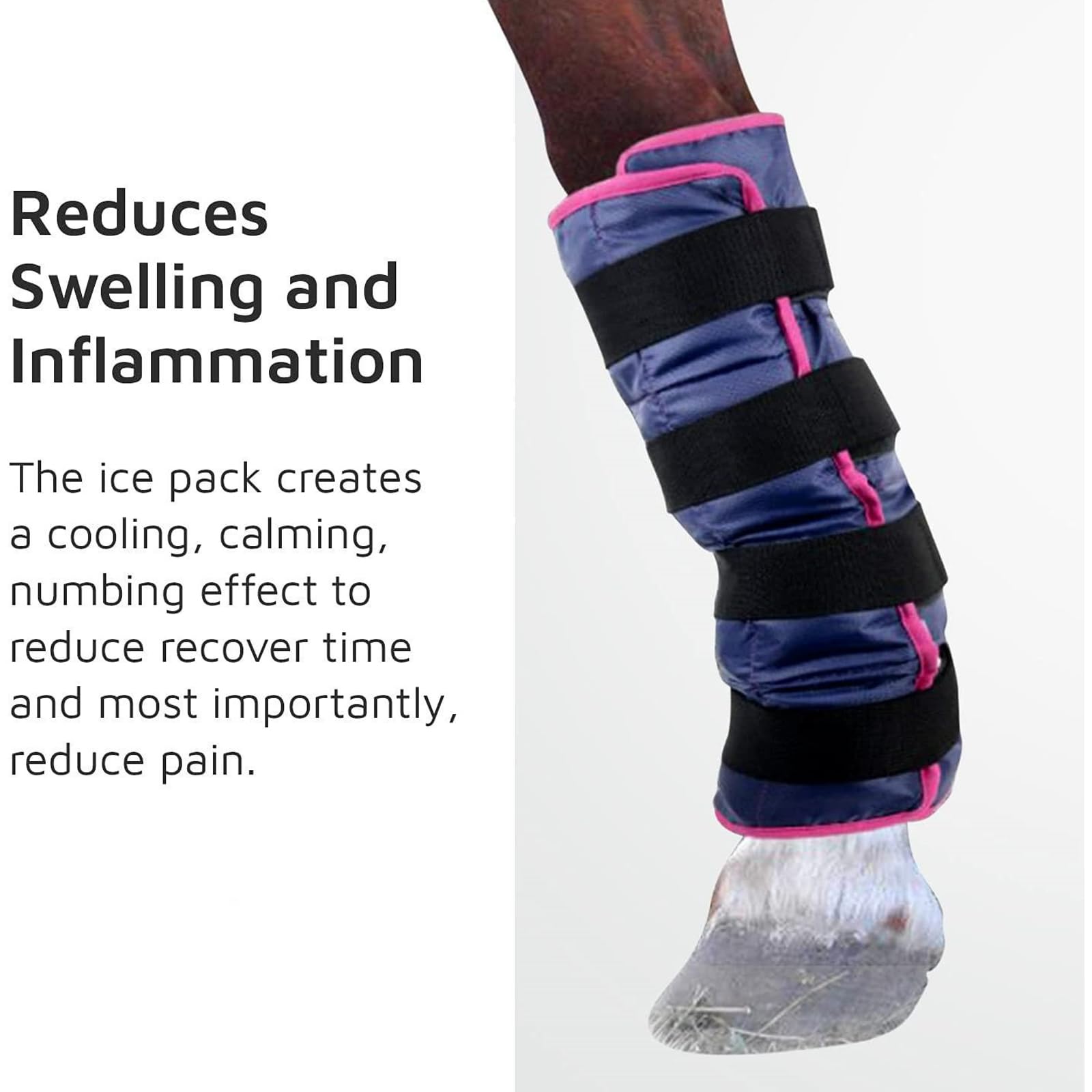 Equine Comfort Management Wraps, regulowane podkładki chłodzące do nóg koni po treningu lub zawodach, krioterapia koni