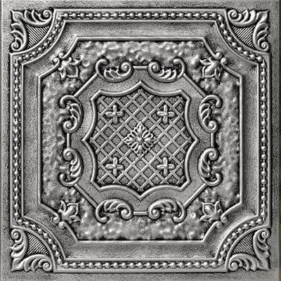 À LA MAISON CEILINGS R126 Bijou and Bee Bee Foam Glue-up Ceiling Tile (128 sq. ft./Case), Pack of 48, Antique Silver