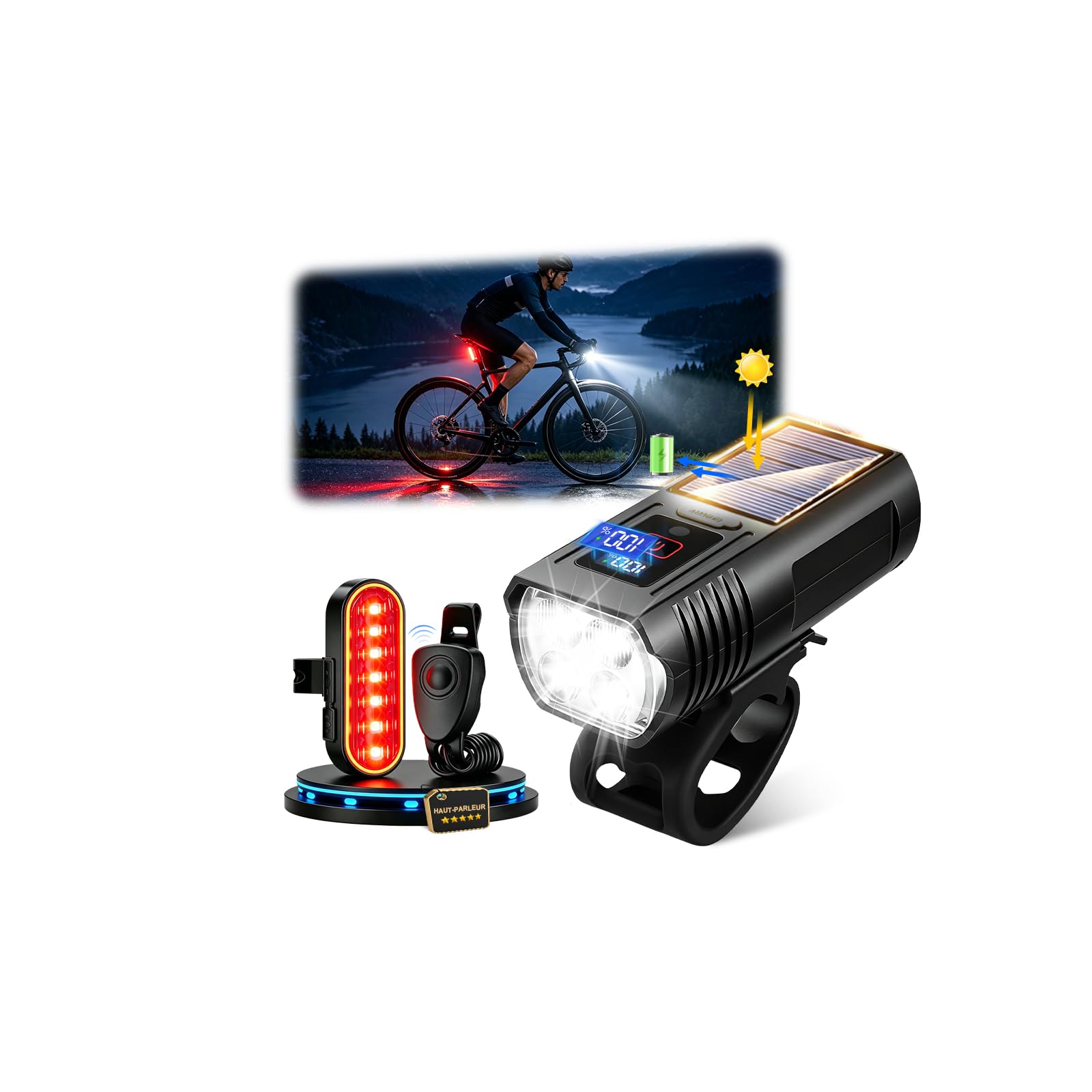 LEDSUUEI Super Bike Light, High Lumens Super Bright Bicycle Lite for Night Riding, 6+4 Modes USB Rechargeable Bike Headlight & Taillight Set,Waterproof,Runtime 72 hr,Road Shockproof