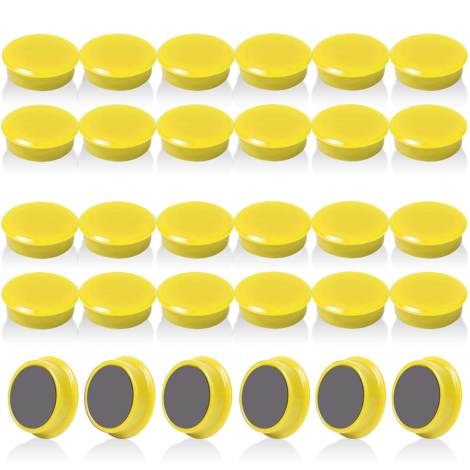 QOJOPU Fridge Magnets, 30PCS Strong Magnet - Yellow Round Decorative Mini Magnets Heavy Duty for Crafts, Notice Board - Small Cute Whiteboard Magnets or Adults, Office,School,Classroom - Magnetic Dots
