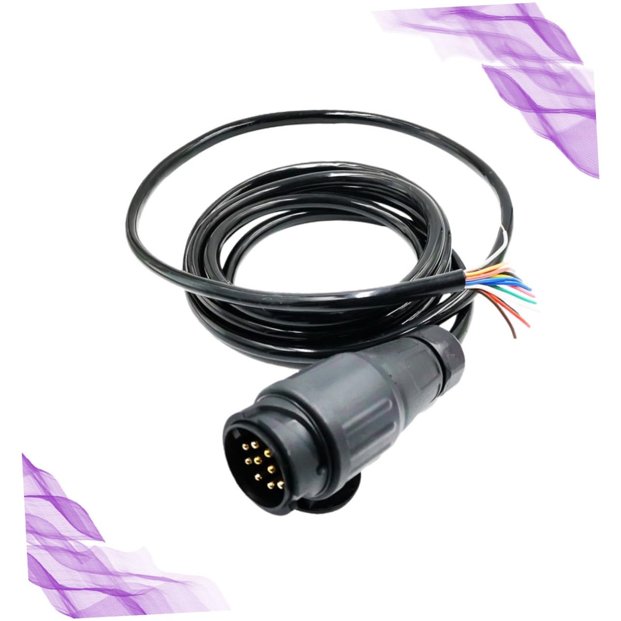 Anneome Rundloch-steckerkabel Adapter Europäisches Standard-kabelbaum Anhängerkonverter Für Auto-LKW Anhängerstecker Schwarz