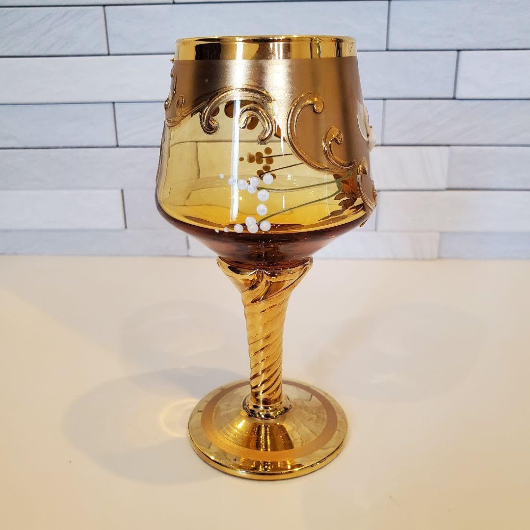 M 6-1 未使用 ワイングラス MURANO GLASS ムラノグラス 24k 6客