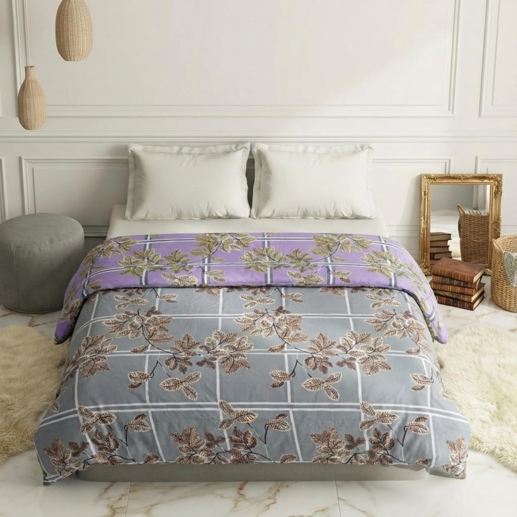 Bombay Dyeing All Season Reversible Comforter 220 GSM Polyester Reversible AC Comforter/Blanket for All Season/Quilt for King Size Double Bed Comforter - Eternia (Grey)-picture-13