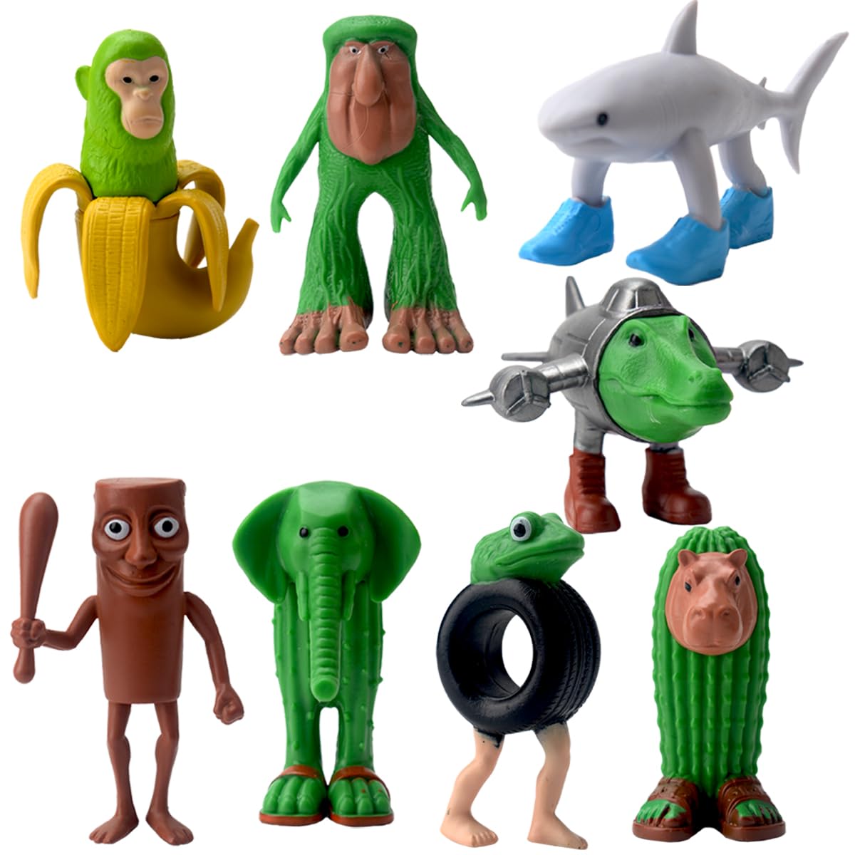 AMEHOAT Italian Brainrot Action Figures Set,8 Pcs Italian Brainrot Toys,Tung Tung Tung Sahur Figures,3D Collectible Figures Tralalero Tralala Desk Toy Gifts for Fans,Colleagues,Friends