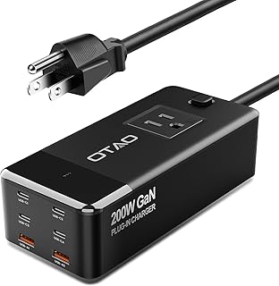 200W USB C Charger,Gan Charger USB Power Strip Fast Charging Block with AC, 4 USB-C & 2 USB-A Ports, GaN Charger USB C Charging Station for MacBook Laptops iPhone Samsung iPad