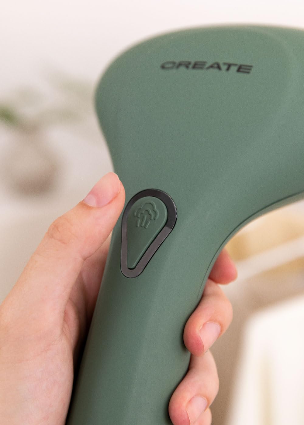 CREATE/IRON UP/Plancha de vapor vertical de viaje verde/Calentamiento rápido, fácil de usar, para todo tipo de tejidos, cómoda, compacta y ligera, con bloqueo de sobrecalentamiento