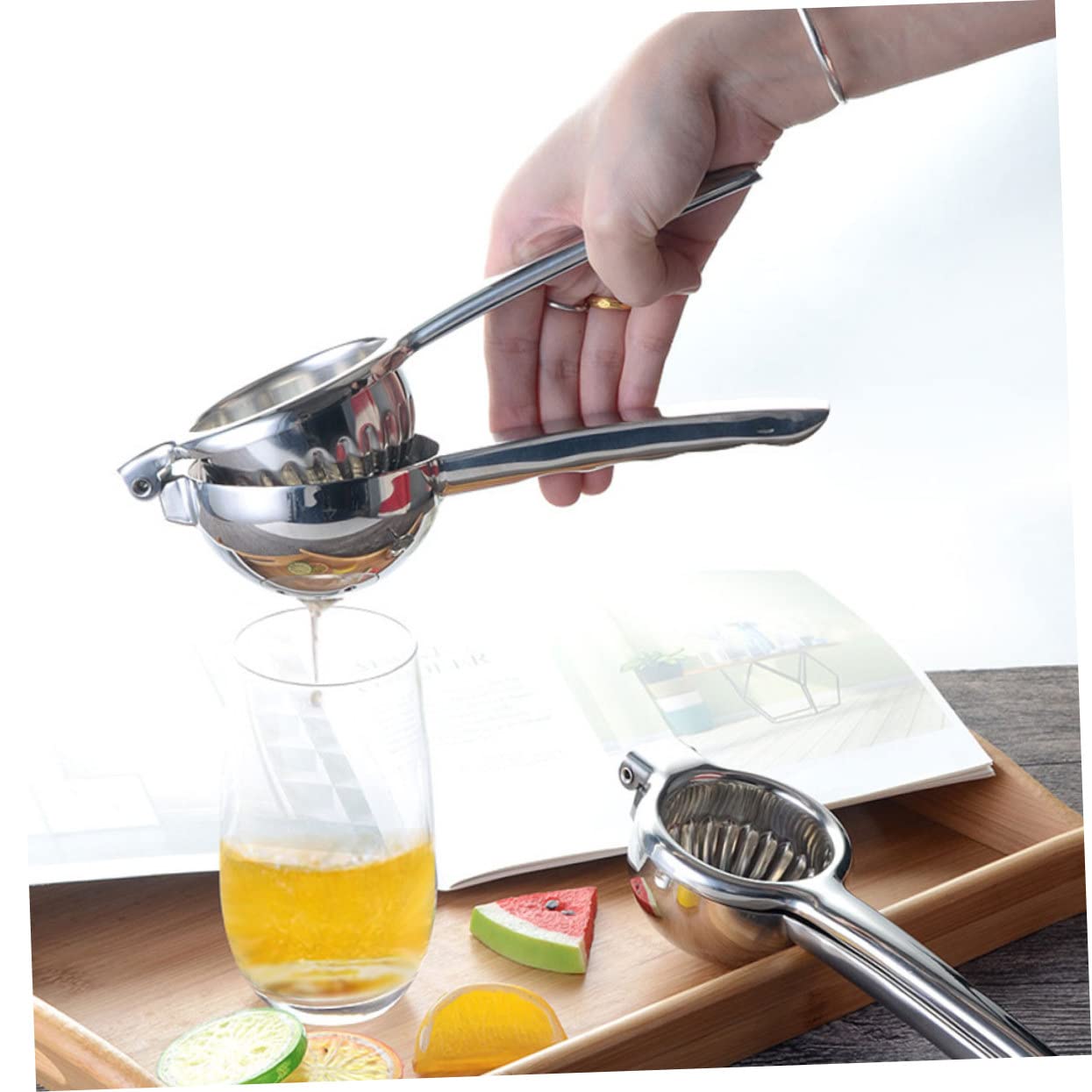 1Pieza Exprimidor Manual Inoxidable para Herramienta de Cocina Duradera y Práctica para Hogar Bares y Tiendas