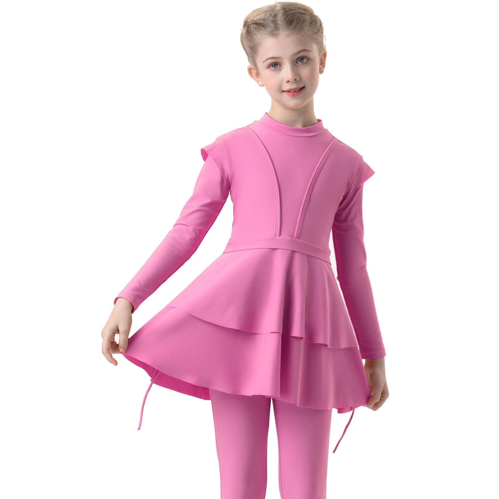 Maillot de Bain Fille 10 Ans Maillot de Bain Musulman 3 pièces pour Filles, Couverture complète, Hijab, Burkini, Maillot de Bain Arabe, Tenue de Plage, Haut, Pantalon, Casquette