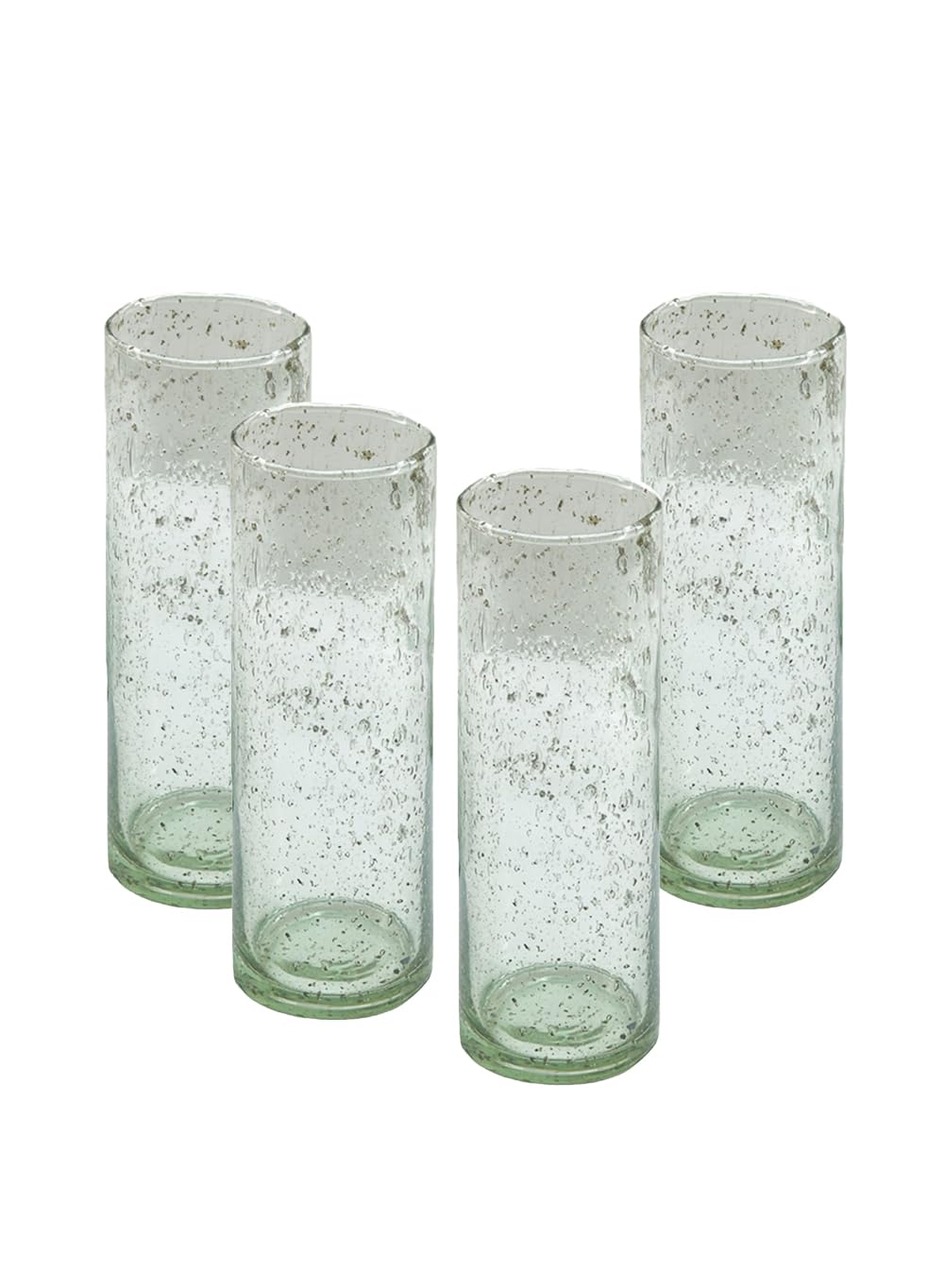 Serene Spaces Living 7" Speckled Green Glass Bud Vases, Tall & Slender Floral Vase, Perfect for Floral Arrangements at Home, Office, Wedding Tablescapes, Celebratory Events, Set of 4