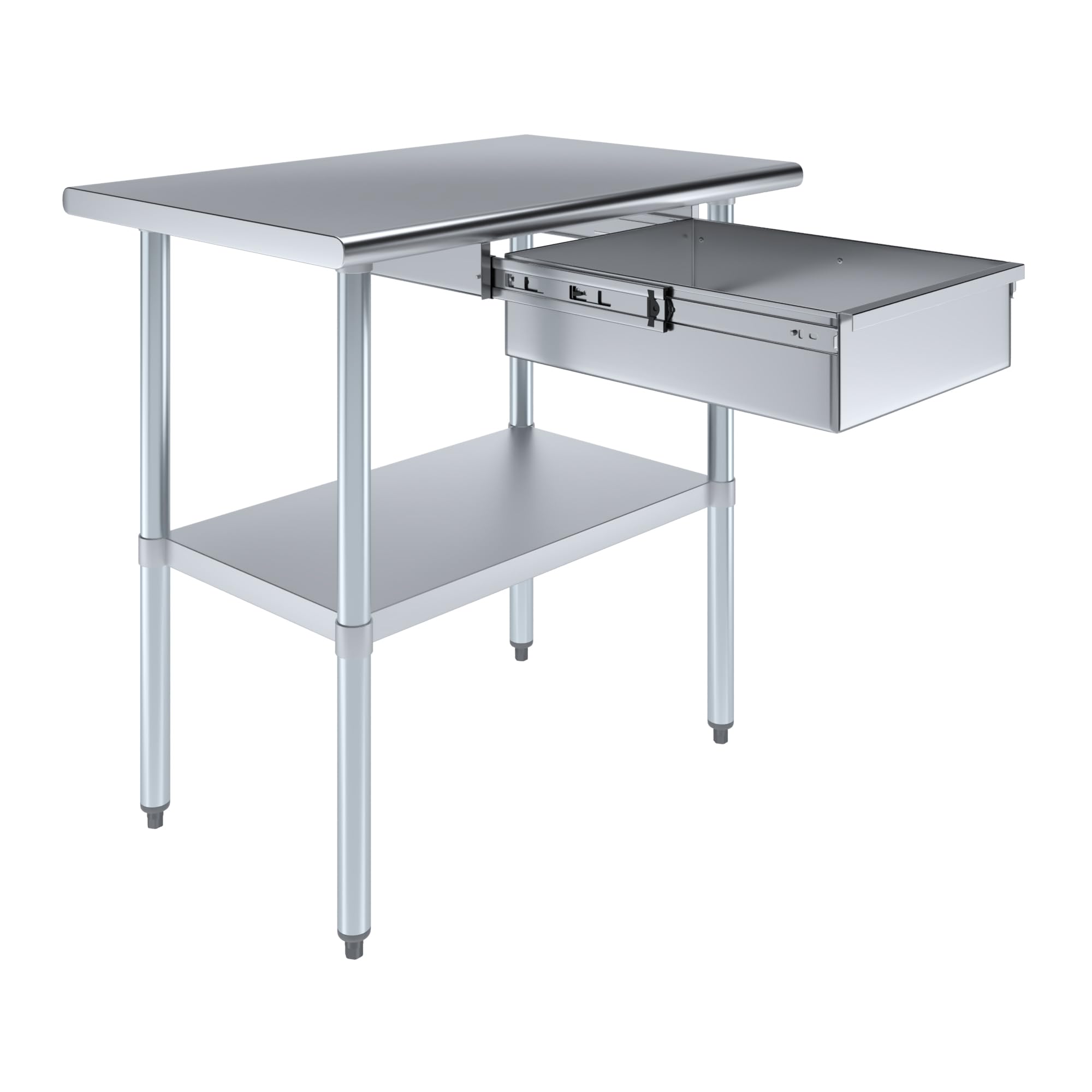 AmGood 24 in. x 36 in. Stainless Steel Work Table with Drawer and Under Shelf - NSF Commercial Kitchen Prep Table, Metal Workbench with Galvanized Legs