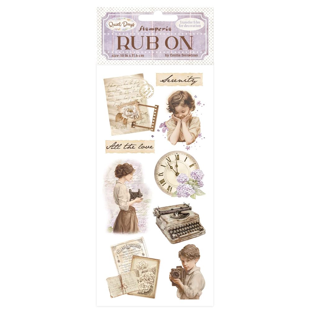Stamperia - Rub-on for Scrapbooks, Albums, Cards, Bullet Journals and More, Easily Transfer Images onto Paper and Other Surfaces, Perfect for Crafts and Gifting (Quiet Days, Vintage Treasures)