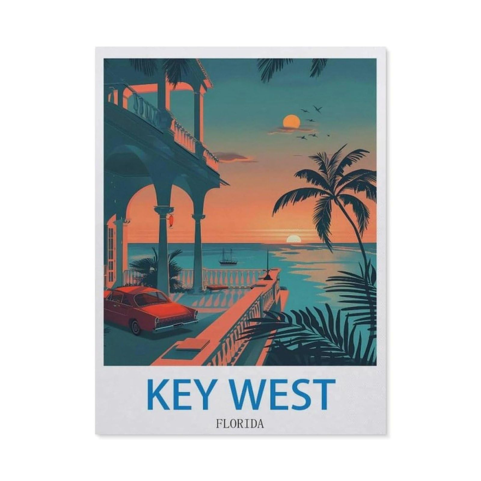 Key West Florida，Tin Sign Metal Tin Sign/Metal Plaque Tin Sign Metal Sign(30x40cm）12x16 inch-EC25