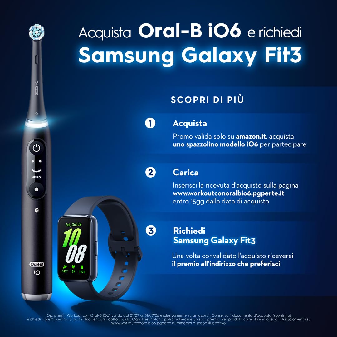 Oral-B Spazzolino Elettrico Ricaricabile iO 6N, Sensore di Pressione, Display Interattivo, Intelligenza Artificiale, 2 Testine, 1 Spazzolino, 1 Custodia da Viaggio, Grigio, Idea Regalo