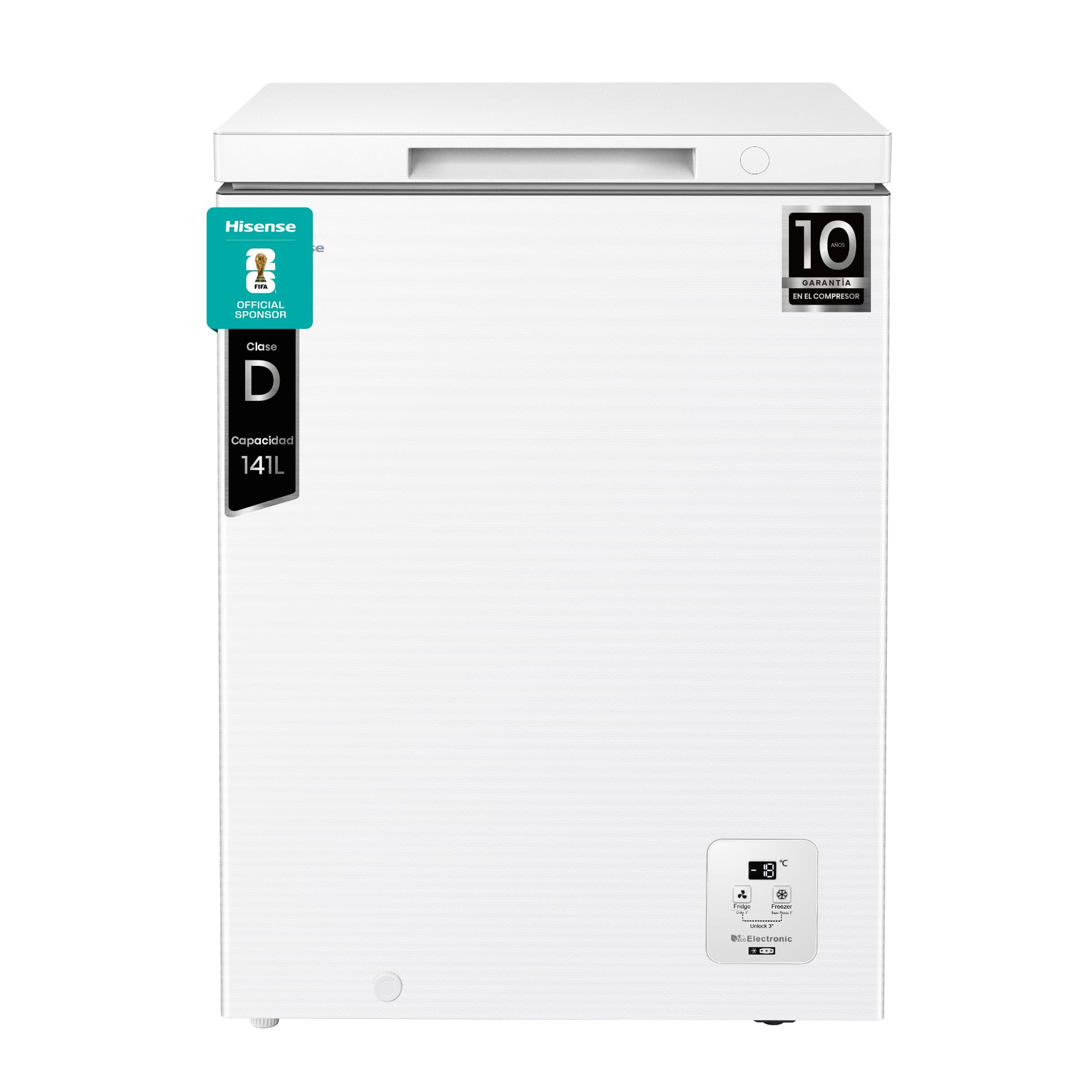 Hisense FT145N1AWDL – Horizontal Freezer Box, 141L, 86 cm, Freezing 360°, Convertible Freezer, Electronic Temperature Control, Freezer Protect, Antibacterial Door Gum, White
