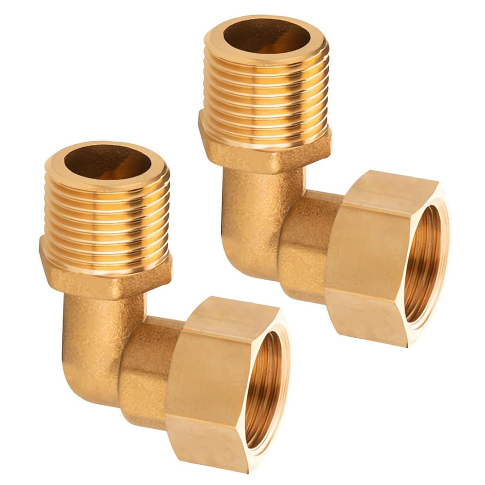 2pcs Brass 0.5 Inch 90 Elbow Connector Male to Female Thread Angles Fittings Upgrades for Plumbing and Central Heating Central Heating Connector
