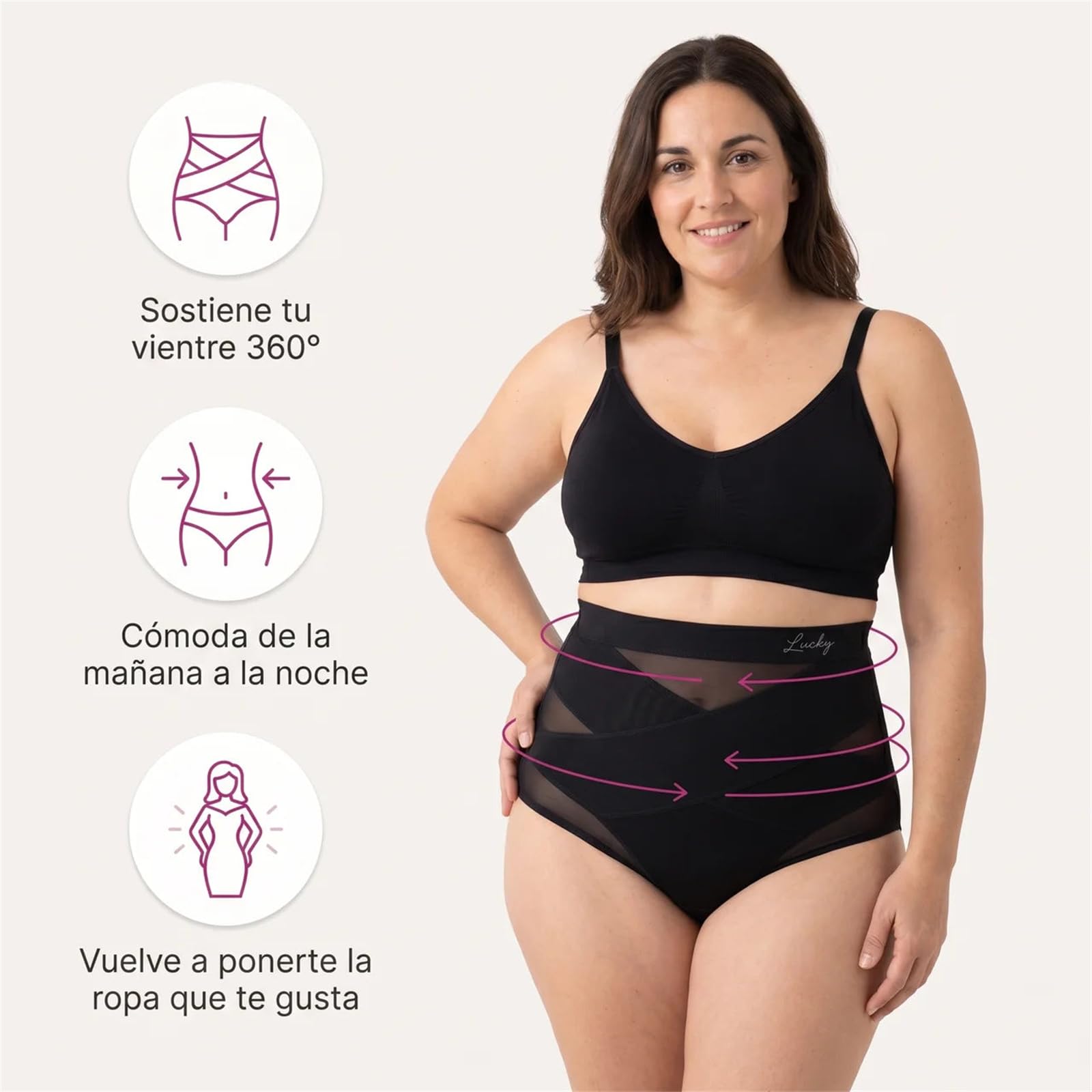 Mi-Calma Faja Cintura Alta Mujer Invisible Sin Costuras | Moldea la silueta con ajuste cómodo, tejido transpirable para uso diario bajo ropa ajustada