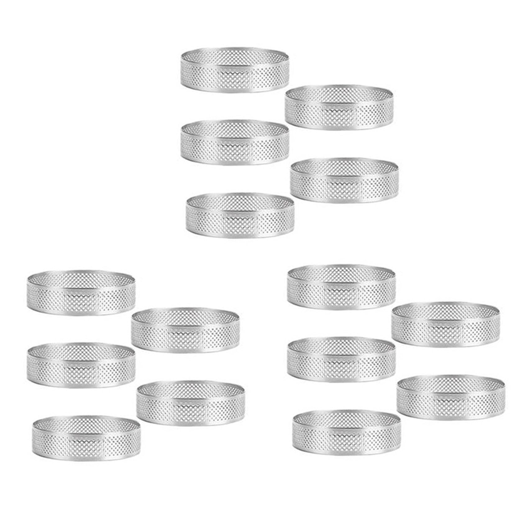 Vjsujehgy 15Pcs Circular Tart Ring Dessert Stainless Steel Perforation Fruit Pie Quiche Cake Mousse Mold Kitchen Baking Mould