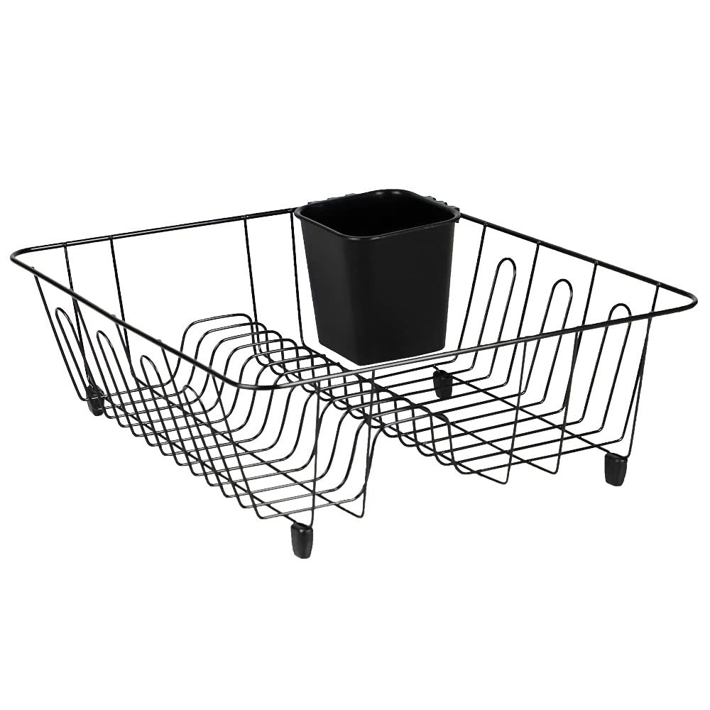 Amazon.com - Home Basics Vinyl Coated Wire Dish Rack with Utensil ...