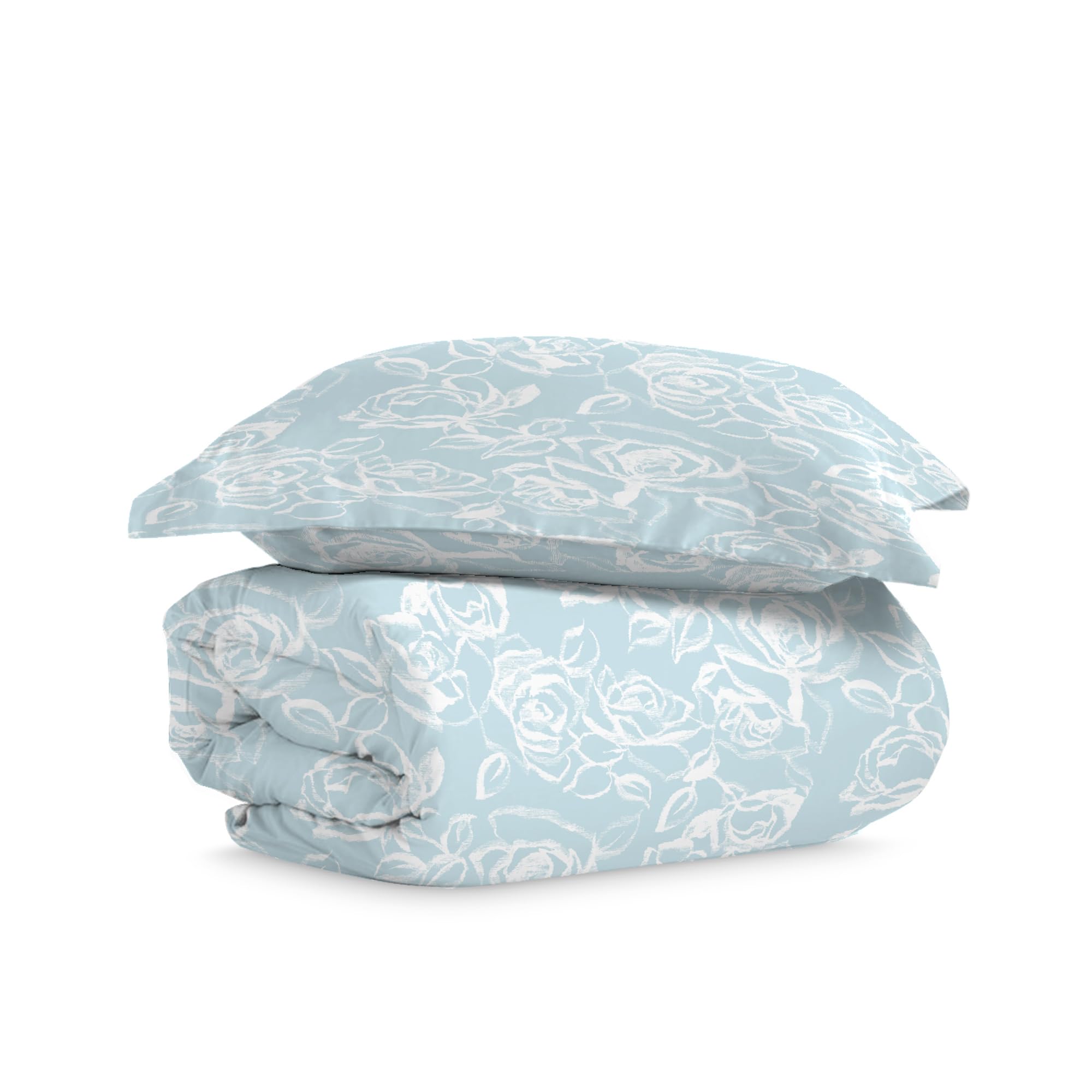 Pizuna Simply Floral Blue Cotton Single Print Duvet Cover 140X200, 400 Thread Count 100% Long Staple Cotton Single Duvet Cover Set, Sateen Single Quilt Cover With Button Closure