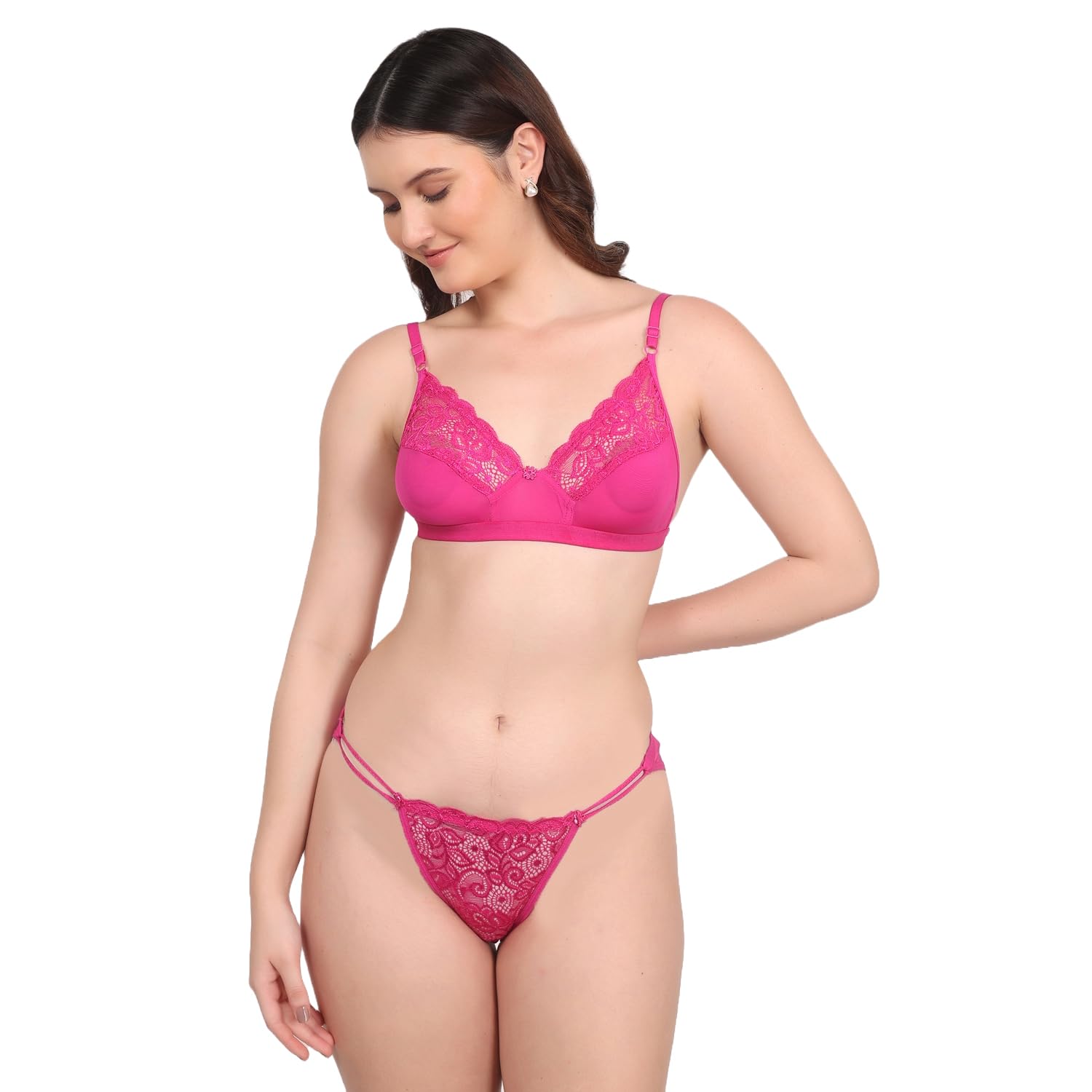 Women's Lace Bralette & Thong Set – Non-Padded, Wire-Free Sexy Lingerie for Special Occasions-image-9