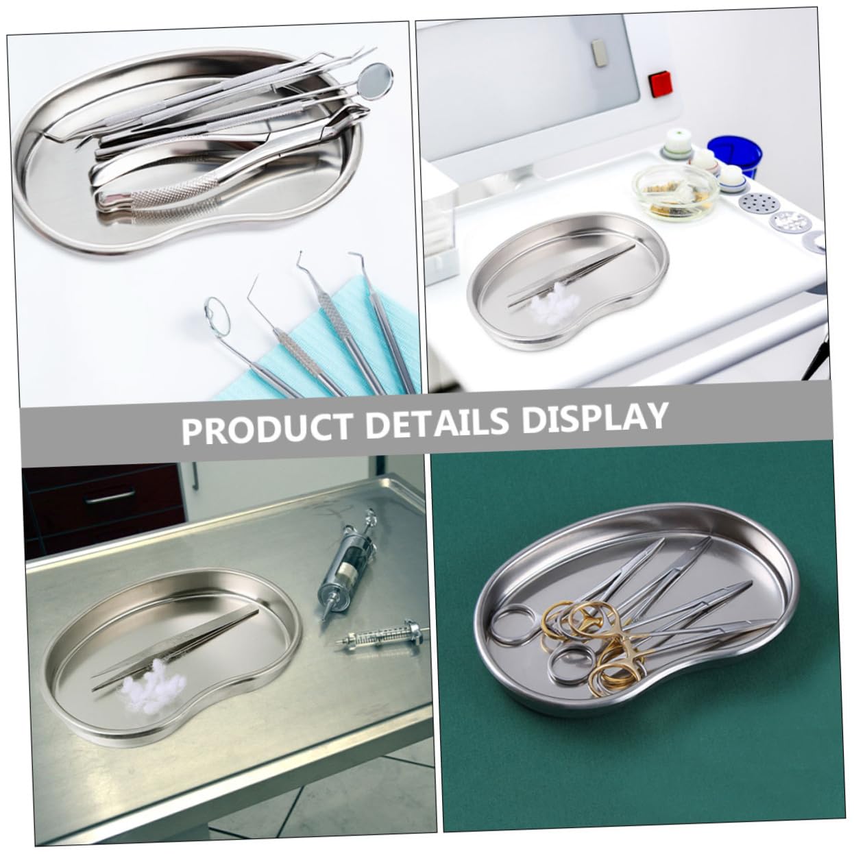 2 Plateaux En Acier Inoxydable Forme Rein - Pour Cabinet Dentaire, Médical, Rangement D'instruments