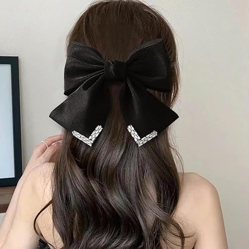 Miniatura 6 de Clip de lazo de organza francesa para el cabello, pasadores de lazo de cristal de moda, accesorios para el cabello para mujeres y niñas, boda,