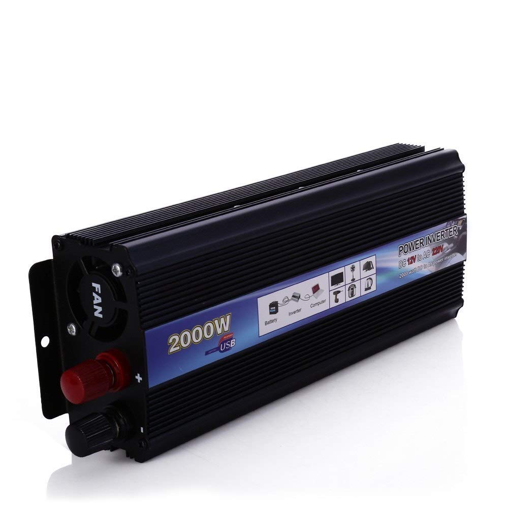 Inverter Auto,Inverter Onda Pura Car Power Inverter 1000W 2000W Watt DC 12V a 220V AC della batteria del veicolo Converter Power Supply On-Board Charger Interruttore(2000W)