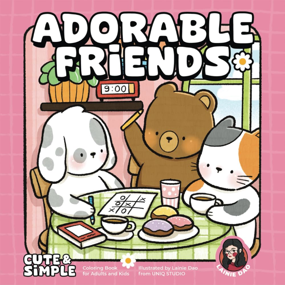 Adorable Friends: Cute & Simple Coloring Book for Adults & Kids (Adorable Friends Coloring Book Series)