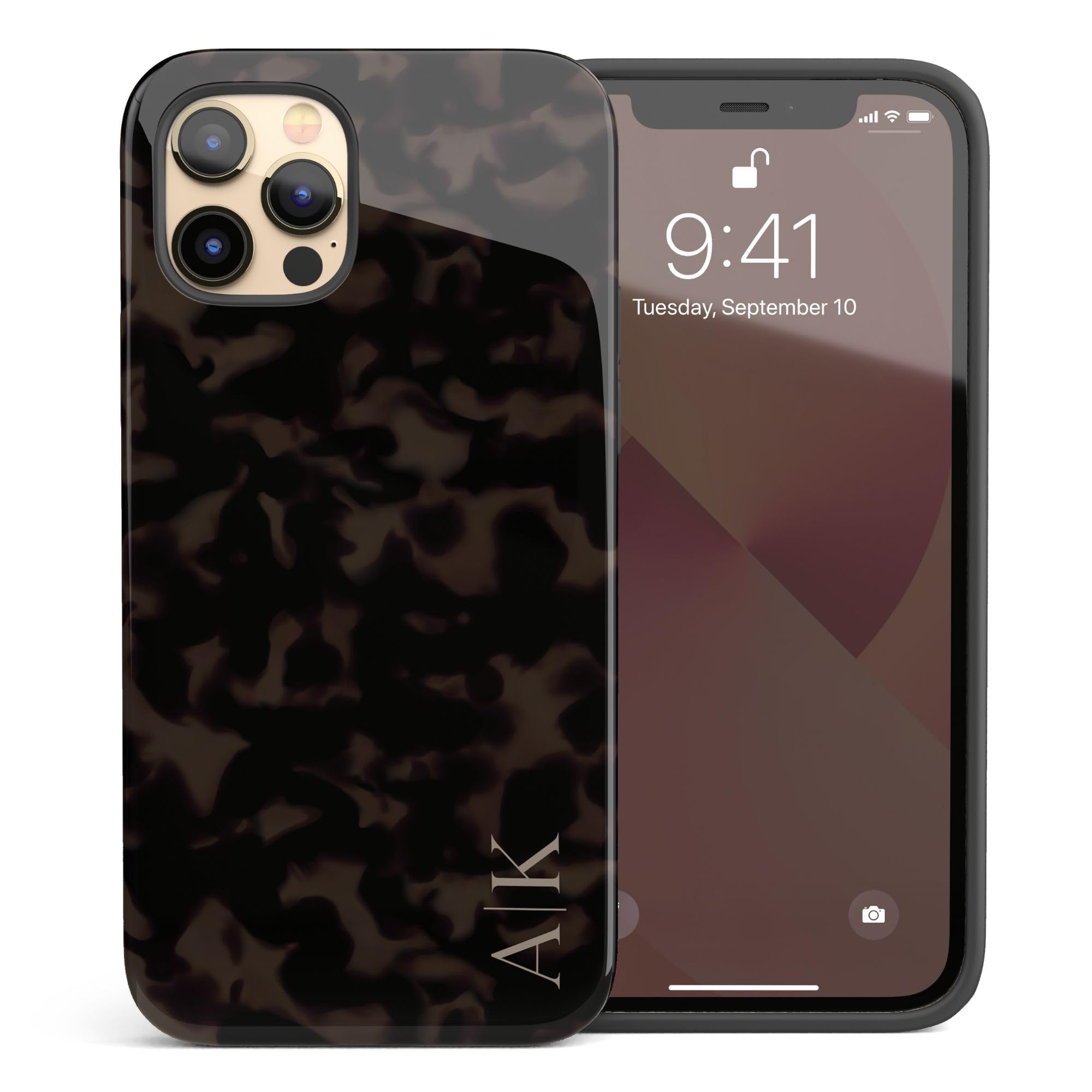 Custom Tort Tortoiseshell Initials Name Case Personalized Name Case Compatible with iPhone 17 Air 16 Pro Max 15