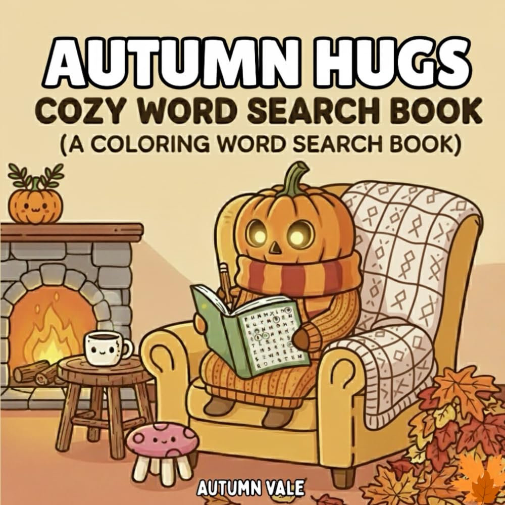 Autumn Hugs: A Cozy Autumn Word Search and Coloring Book for Relaxation and Fall Vibes (Cozy Word Search Coloring Books)