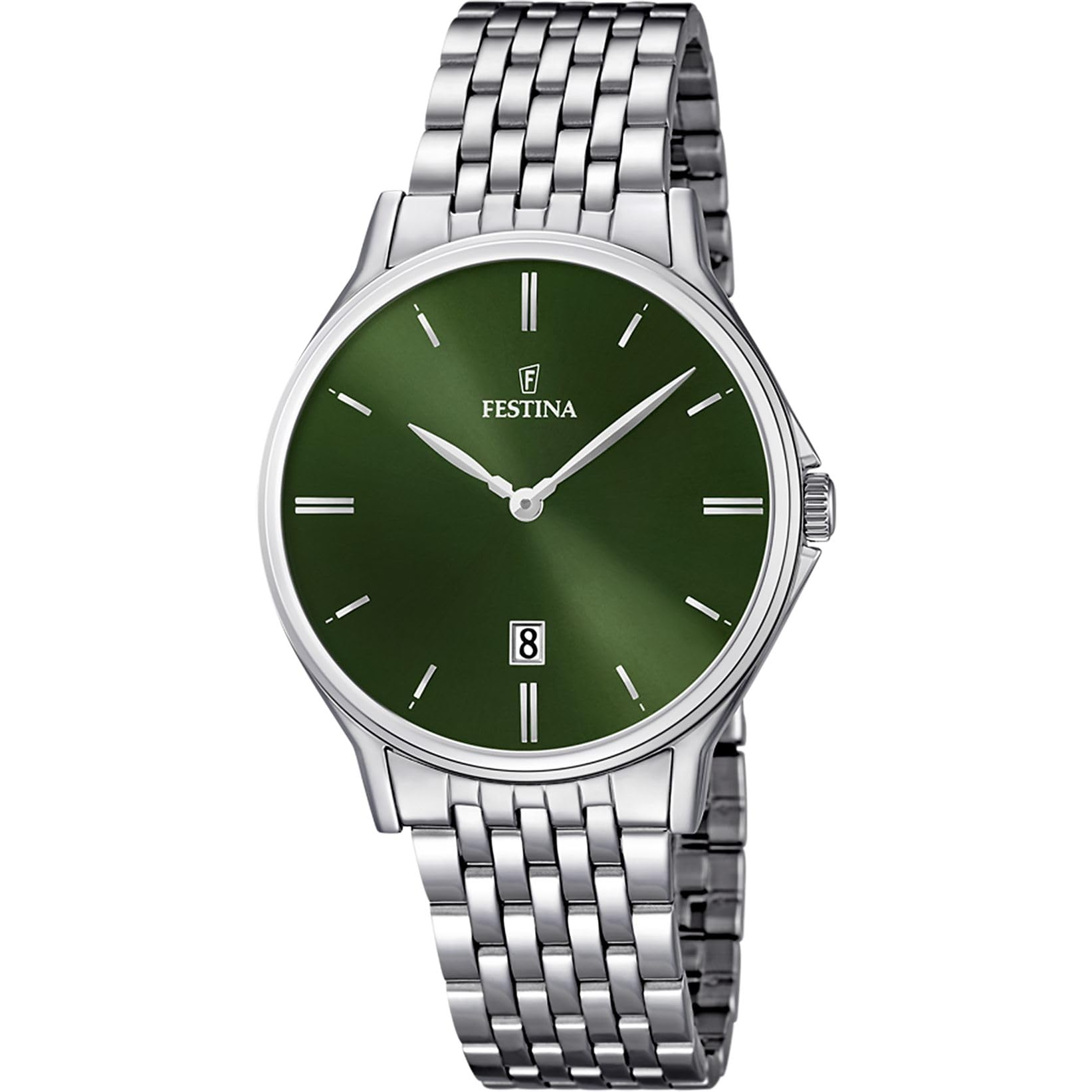 Festina Orologio Uomo Analogico in Acciaio Inossidabile 316l Argentato | Movimento al Quarzo, Calendario, Vetro Minerale ad Alta Resistenza, Impermeabile 5 ATM F16744/5