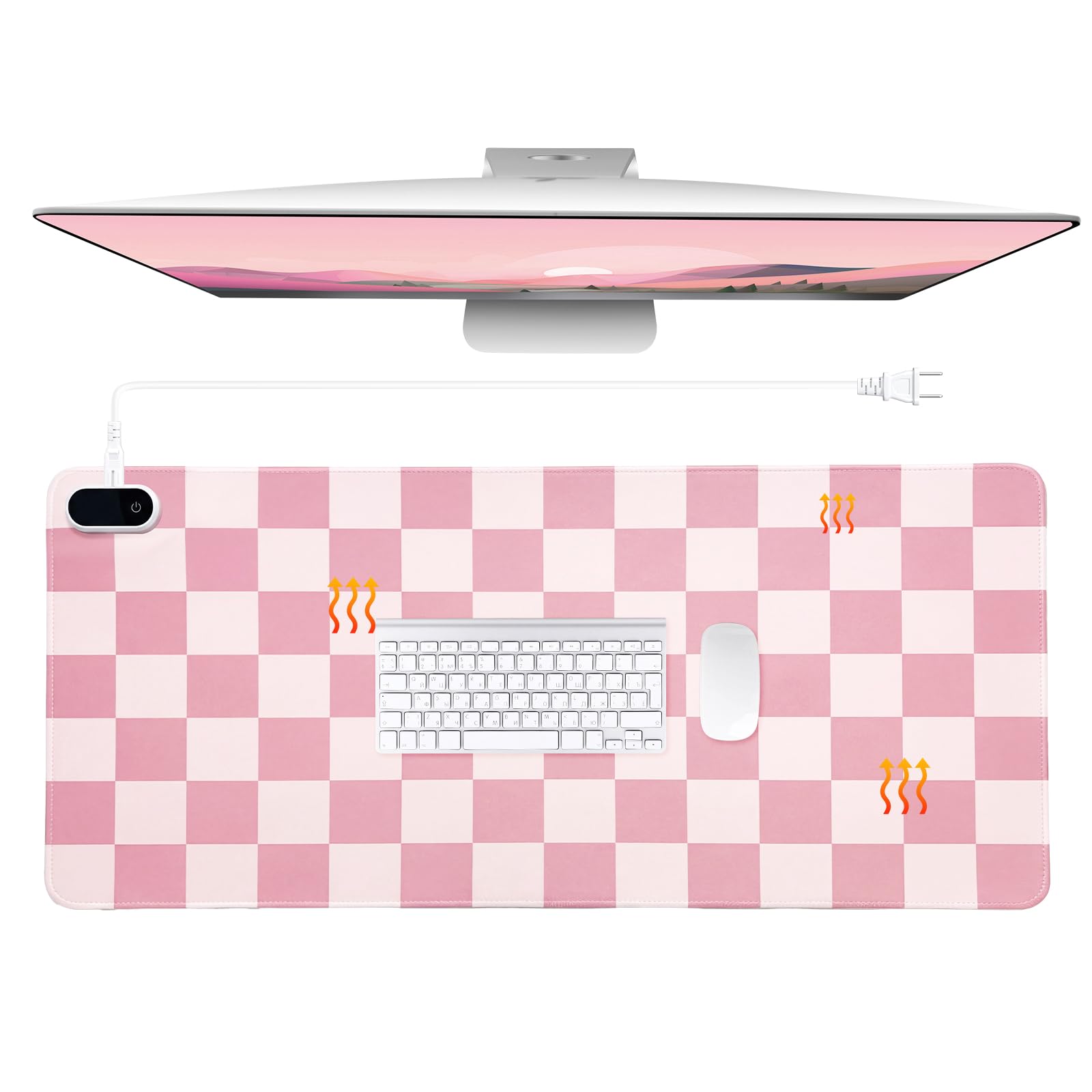 Konohan Grand tapis de souris chauffant en cuir synthétique avec 5 niveaux de chauffage et arrêt automatique de 4 heures, tapis de souris chauffant pour clavier, tapis de souris de jeu, prend en