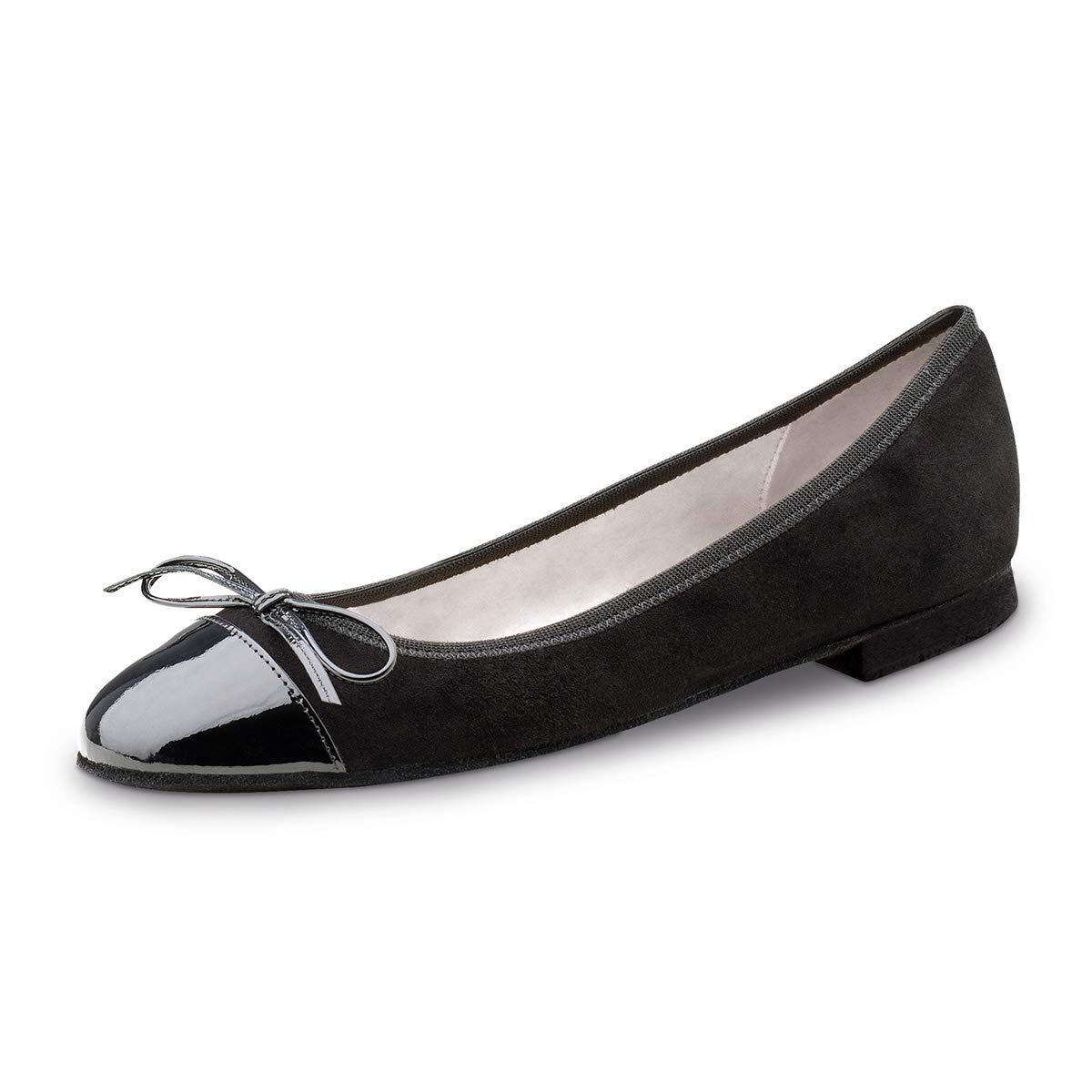 Werner Kern Damskie baleriny/buty do tańca Garda - skóra welurowa/skóra lakierowana czarne - normalne - 1,5 cm mikro-obcas - Made in Italy
