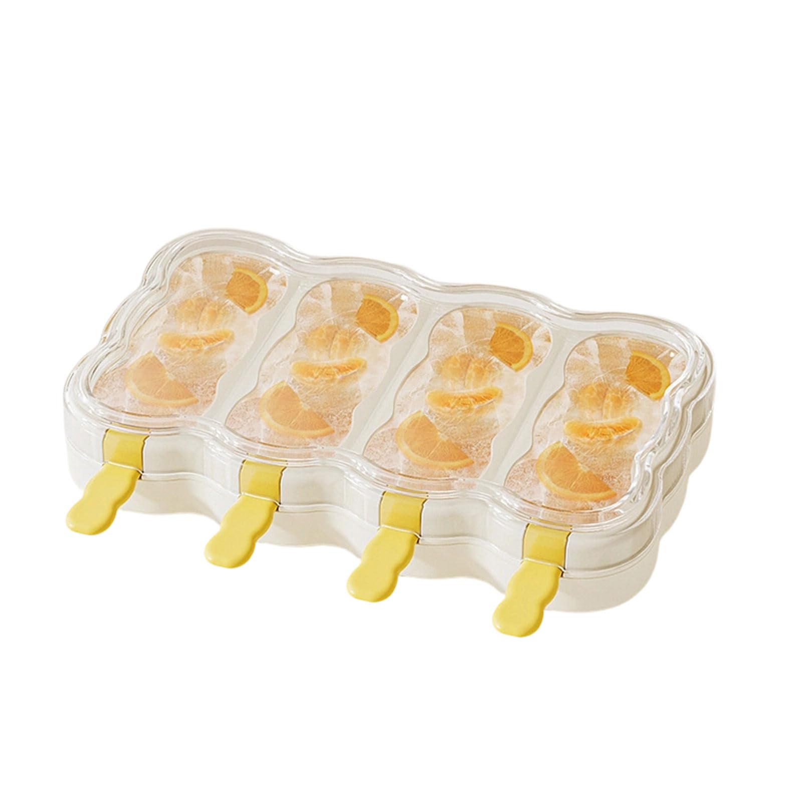 Ekoama Ice Cream With Stick for Handmade Popsicles Easy Releases 4 Compartments Ice Lolly Making Mould