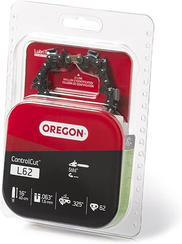 Oregon L62 ControlCut - Cadena de repuesto para barra guía de 16 pulgadas, 62 eslabones de transmisión, paso: 0.325 pulgadas, calibre .063 pulgadas,