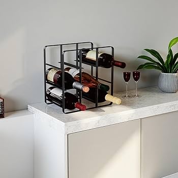 Amazon.com: Buruis 9-Bottle Metal Wine Rack, Freestanding