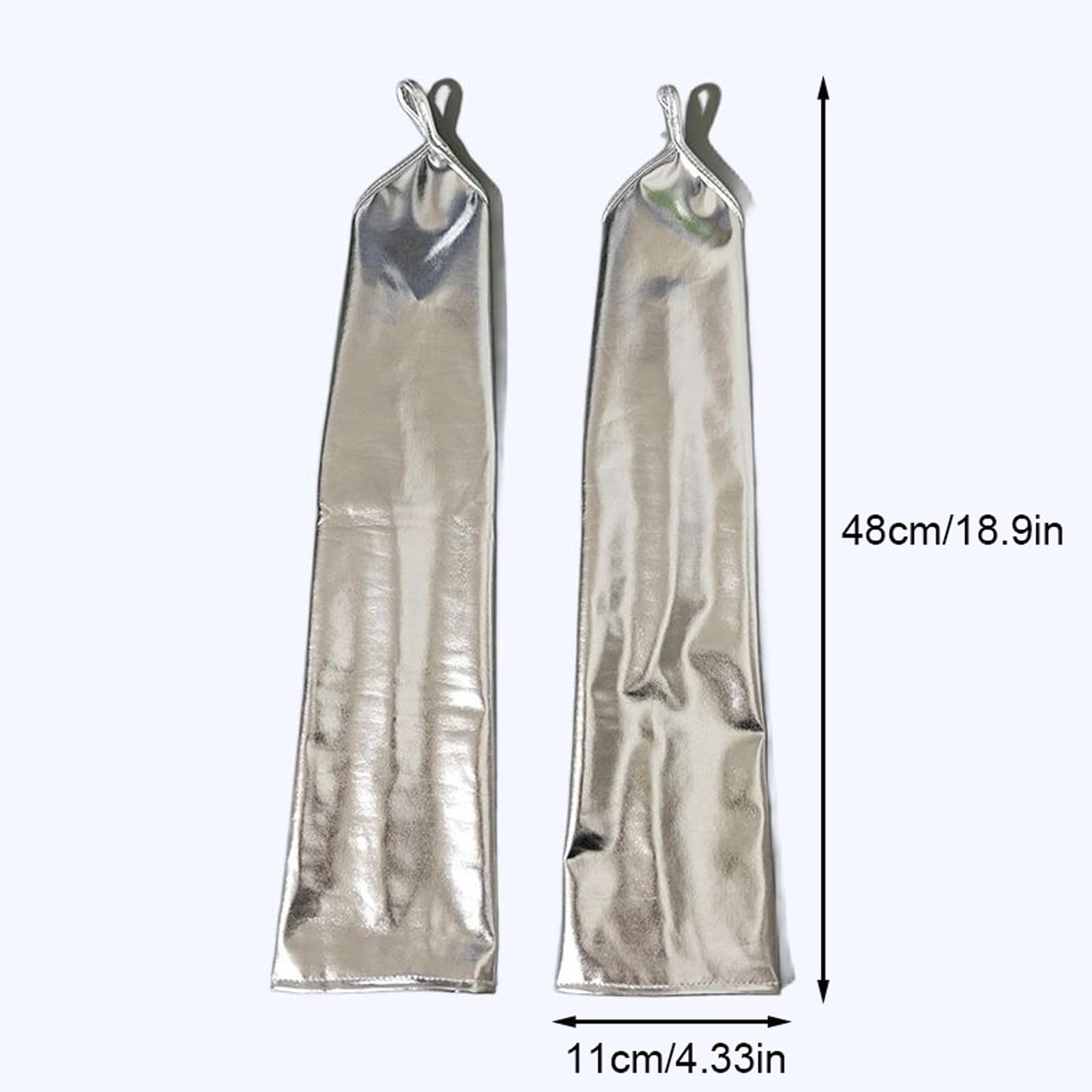 GWAWG Silver Metallic Gloves,Long Fingerless Metallic fingerless Patent Leather Shiny Elbow Length Gloves,Evening Opera Party Costume For Stage Cosplay Night Club - Image 4