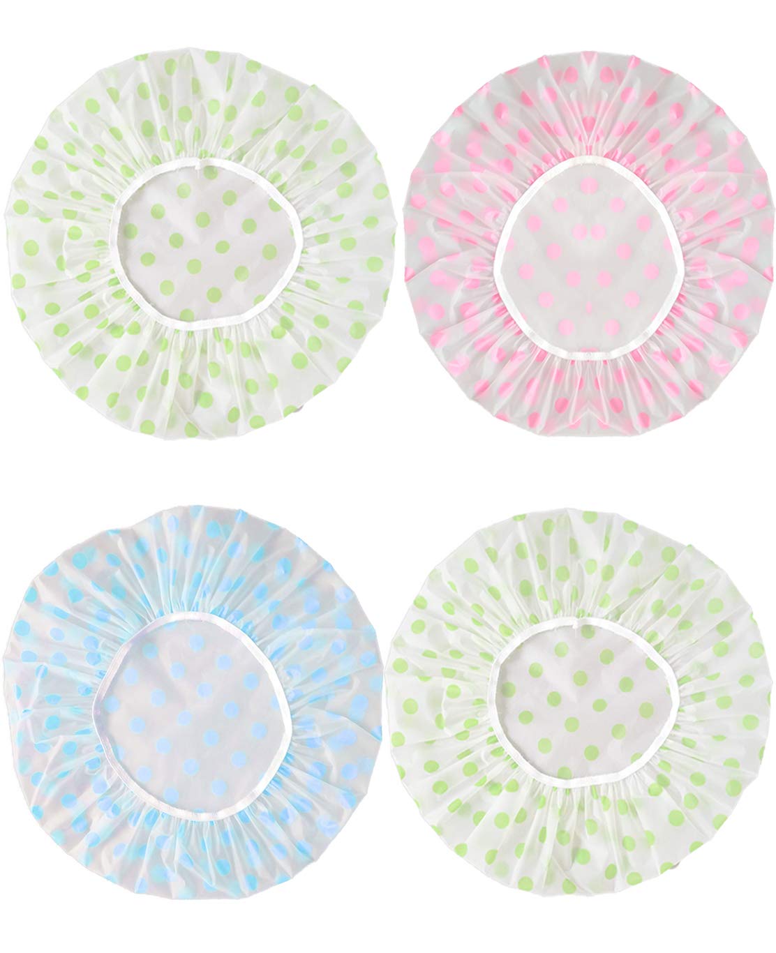 4 Pezzi Cuffia Doccia Riutilizzabile Impermeabile Cuffia da Bagno Elastica Grande Shower Caps, Capelli Protezione per Donna Doccia Spa Salon Bagno Uso Domestico