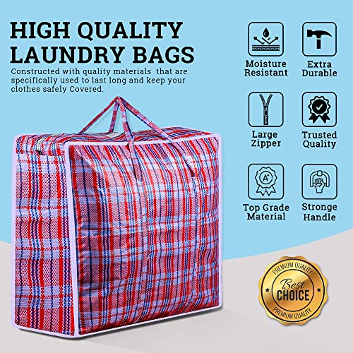 AAYAW laundry bags with zips & handles (Pack of 5) strong and light weight storage bags for clothes Perfect for Moving/Travel/Storage Reusable