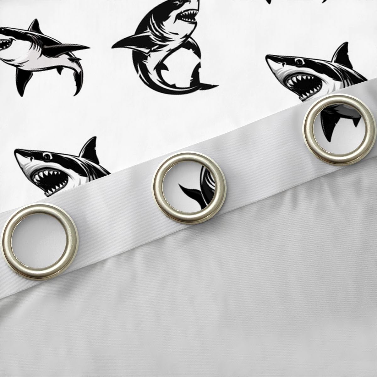 Homemissing Tende oscuranti con squalo in stile cartone animato, decorazione oceano, tende oscuranti per camera da letto, soggiorno, vita marina, isolamento termico, trattamenti per finestre