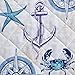 Full/Queen Coastal Quilt Bedding Set, Summer Coastal Quilt with Shams, Beach 3-Piece Reversible All Season Bedspread Quilt Set. Lightweight Nautical Quilted Coverlet. Azure Collection, Blue Seashells