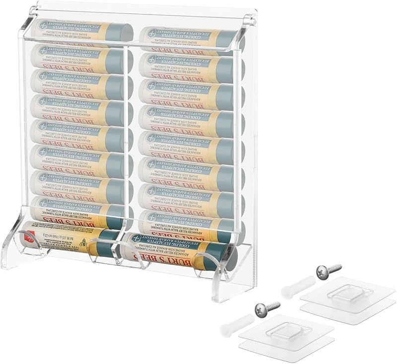 Beautyflier Organizador de Acrílico para Protetores Labiais, Expositor Vertical com 2 Níveis, 1 unidade