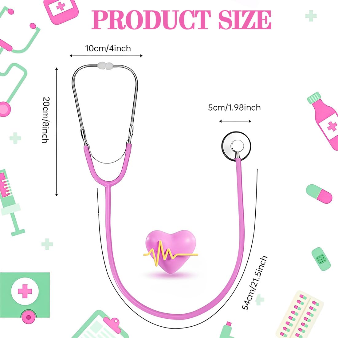 1 Pezzo Stetoscopio Giocattolo Metal Working Stethoscope Toy Analogue Stethoscope For Children (Pink)
