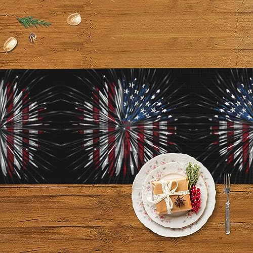 Chemin de table feu d'artifice drapeau américain pour décoration de Noël - 4