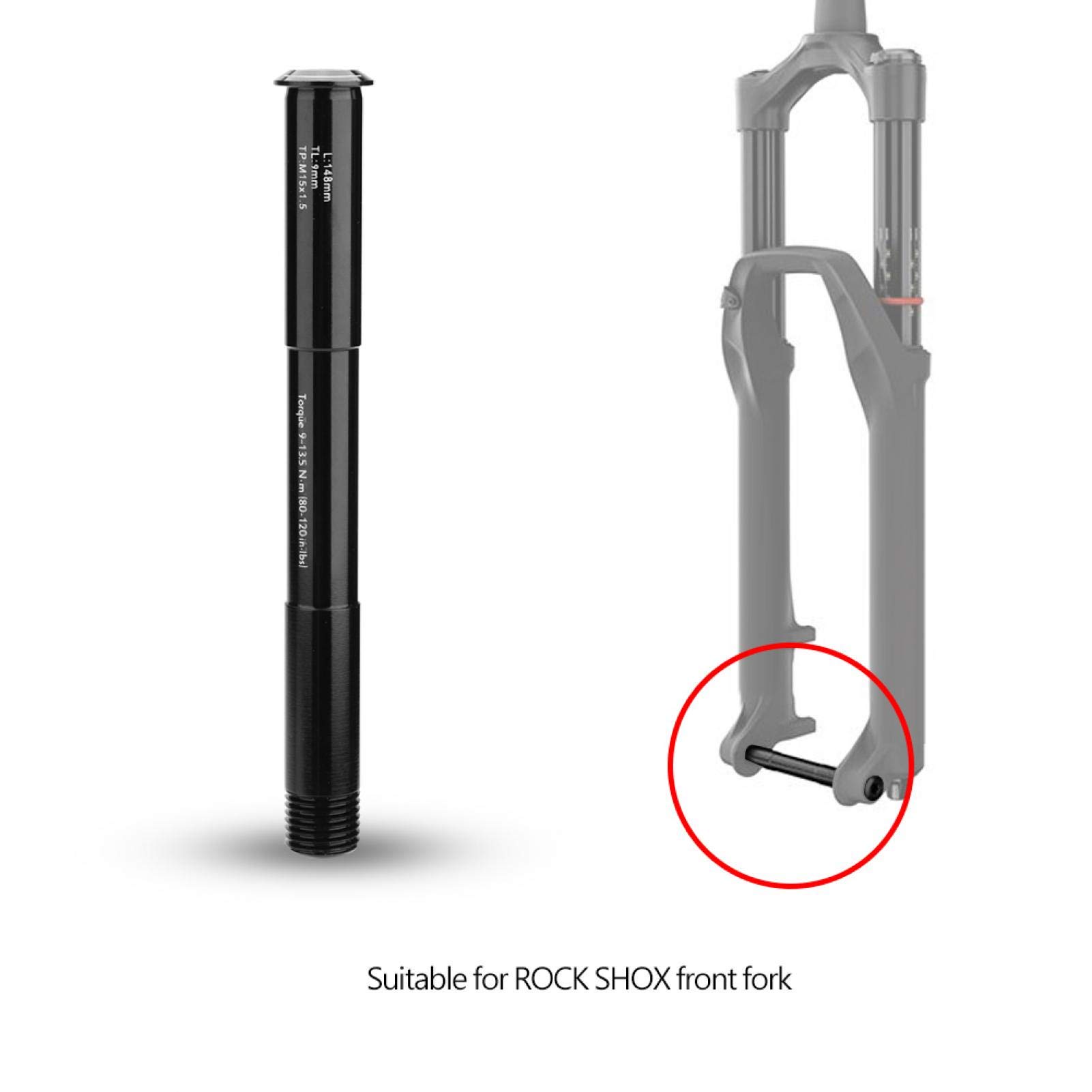 Eje Rock Shox, Eje Pasante, Eje de Horquilla de Bicicleta, Eje delantero de la Horquilla Aleación de Aluminio, Accesorio de Horquilla de Bicicleta para la Horquilla delantera ROCK SHOX (148 * 15 mm)