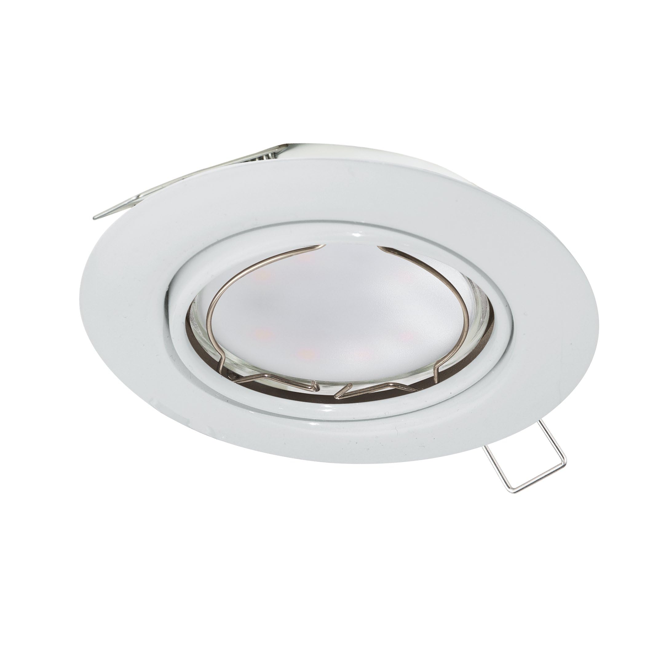 EGLO Reflektor do zabudowy Peneto, spot ze stali w kolorze białym, lampa do zabudowy z oprawą GU10, żarówka LED w zestawie, reflektor do zabudowy płaski, wychylny, Ø 8,7 cm