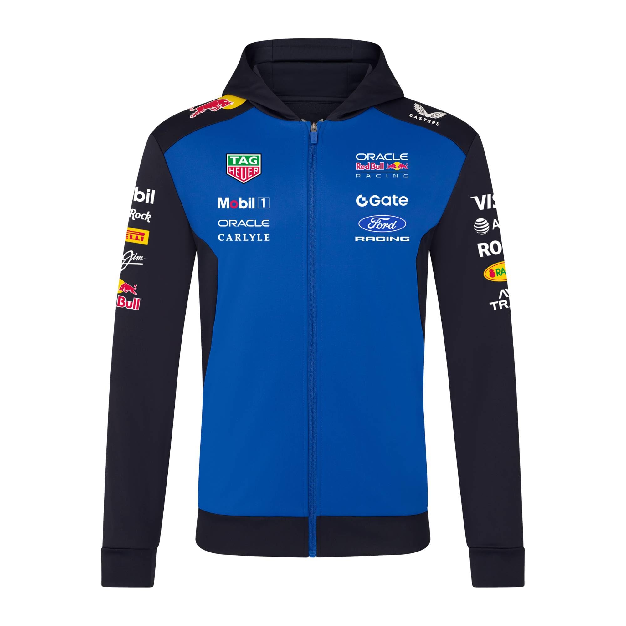 Red Bull ENERGY WEAR Oracle RB Racing Replica Zip Hoodie Blau | Offizieller Formel 1 Fanartikel - 91% Polyester, 9% Elastan